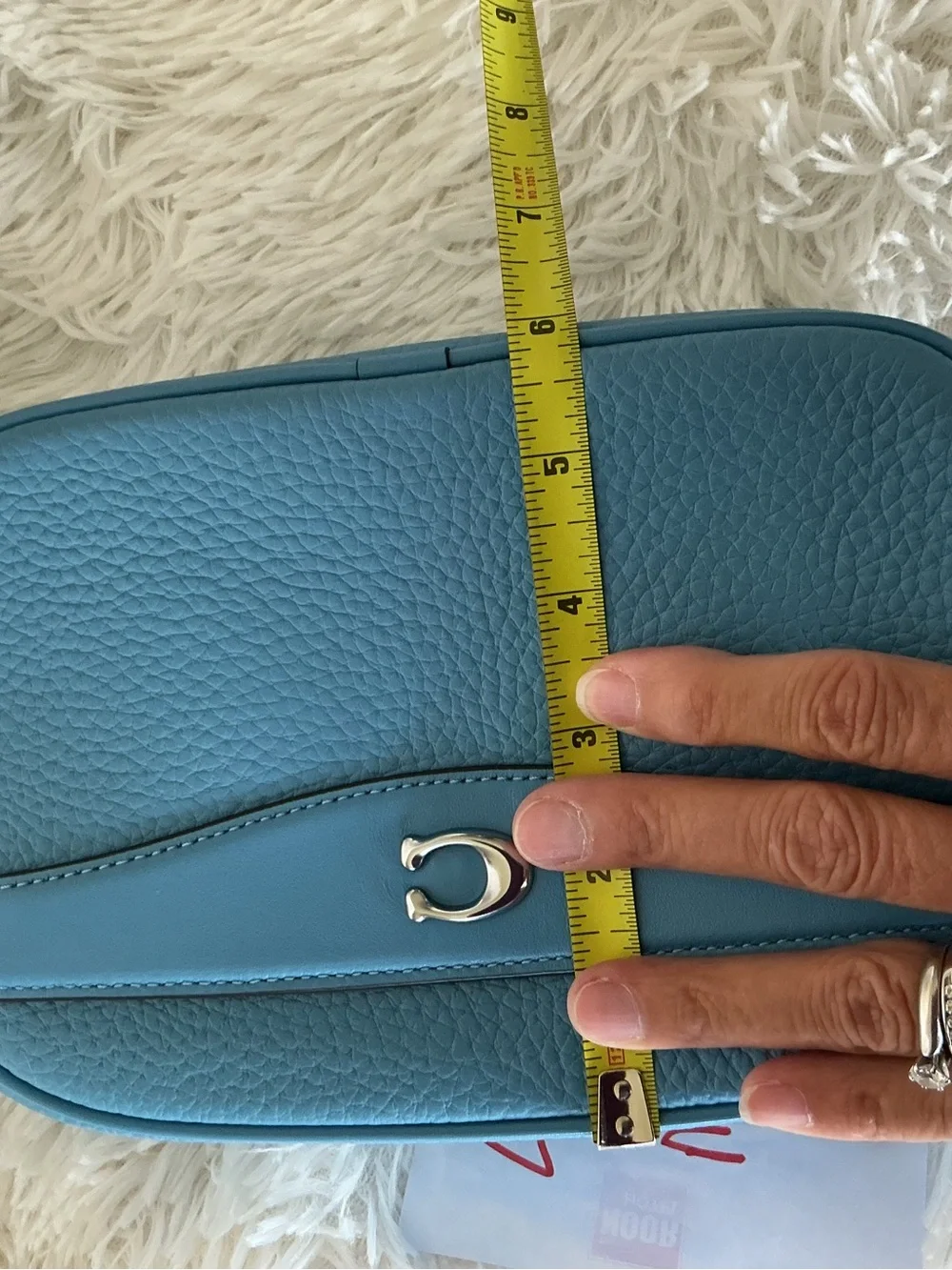 Coach Pebbled Leather Crossbody Camera Bag in Sky Blue